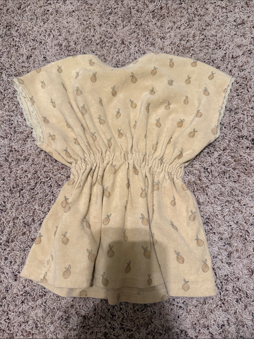 Rylee & Cru Butter Yellow Lemon Print Terry Cloth Dress/Cover Up - 2-3 YRS